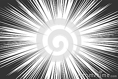 Comic book radial lines background. Manga speed frame. Explosion vector illustration. Star burst or sun rays abstract backdrop Vector Illustration