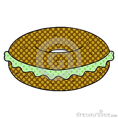 comic book style quirky cartoon bagel Vector Illustration