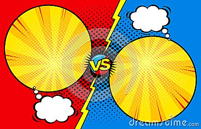 Comic book versus template background, battle intro, halftone print texture Vector Illustration