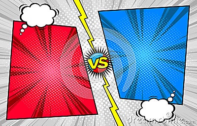 Comic book versus template background, battle intro, halftone print texture Vector Illustration