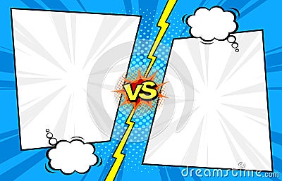 Comic book versus template background, halftone print textur Vector Illustration