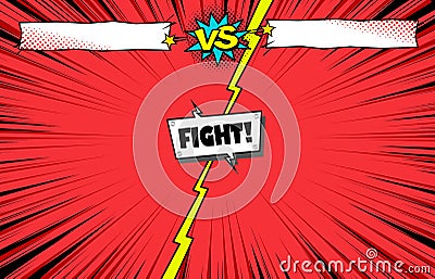 Comic book versus fight template background, superhero battle intro Vector Illustration