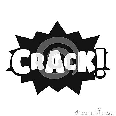 Comic boom crack icon, simple black style Vector Illustration