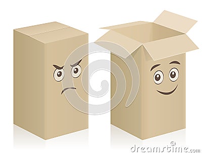 Comic Boxes Faces Closed Open Vector Illustration