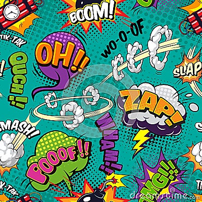 Comic bright seamless pattern Vector Illustration