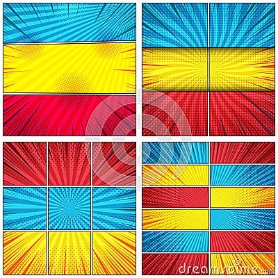 Comic bright vivd backgrounds composition Vector Illustration