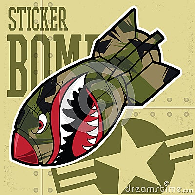 Air Bomb Flying Tiger Shark Mouth Sticker Vinyl Camo Vector Vector Illustration