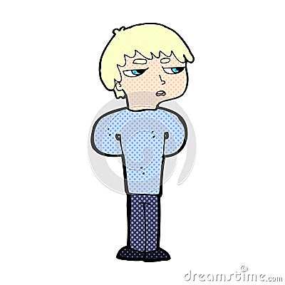 comic cartoon antisocial boy Stock Photo