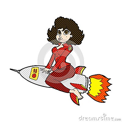 comic cartoon army pin up girl riding missile Stock Photo