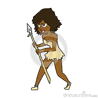 comic cartoon cave girl Stock Photo