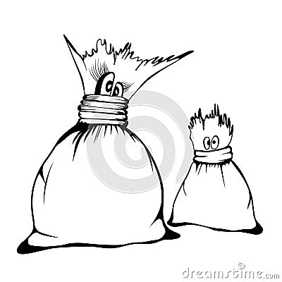 Comic cartoon characters cute Sacks family, sketch vector illustration Vector Illustration