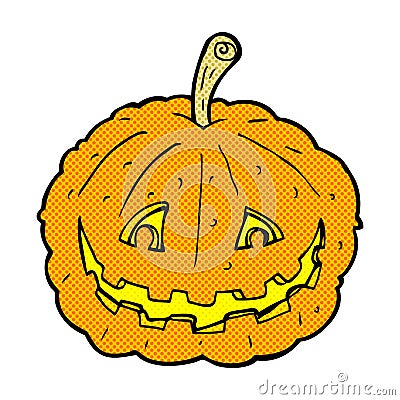 comic cartoon grinning pumpkin Stock Photo