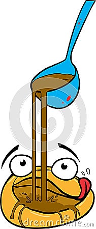 Comic cartoon ladle full of gravy Vector Illustration