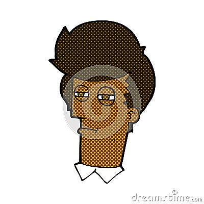 comic cartoon man with narrowed eyes Stock Photo