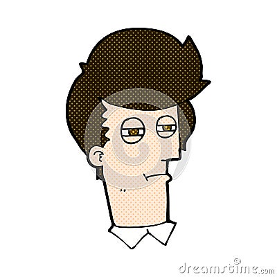 comic cartoon man with narrowed eyes Stock Photo