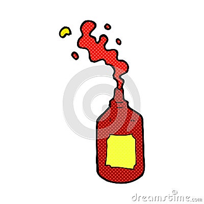 comic cartoon squirting ketchup bottle Stock Photo