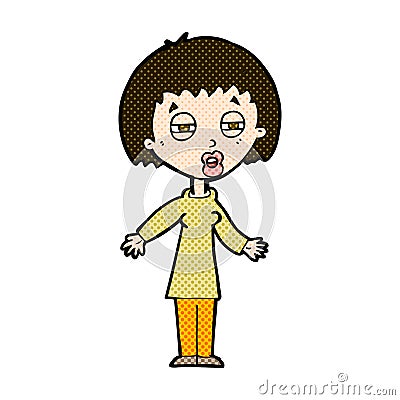 comic cartoon tired woman Stock Photo