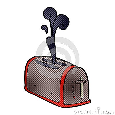 comic cartoon toaster burning toast Stock Photo