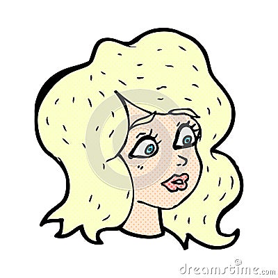 comic cartoon woman looking concerned Stock Photo