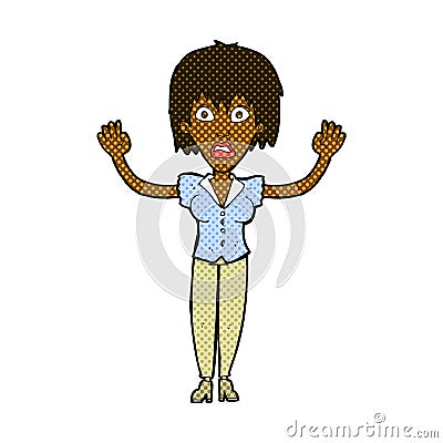 comic cartoon woman stressing out Stock Photo