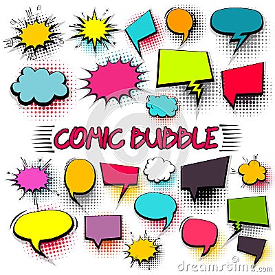 Comic collection colored cloud Vector Illustration