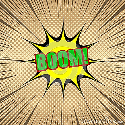 Comic colorful Boom wording template Vector Illustration