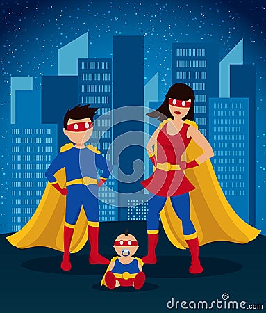 Comic Colorful Children Superheroes Template Vector Illustration