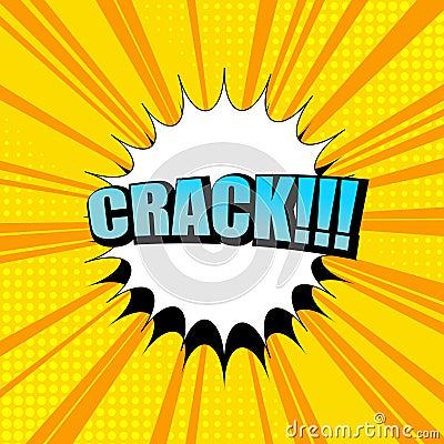 Comic Crack wording orange background Vector Illustration