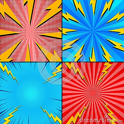 Comic electric colorful backgrounds Vector Illustration