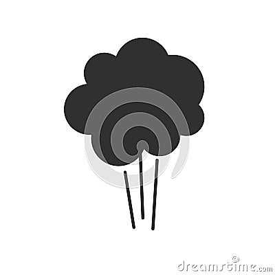 Comic explosion icon or air puff pressure smoke vector flat cartoon blank and white illustration, shot steam or vapor Vector Illustration