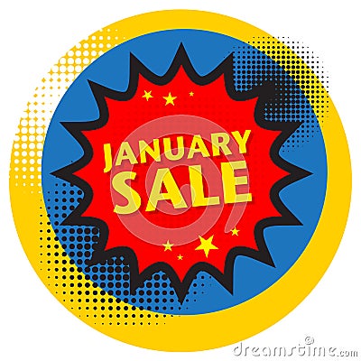 Comic explosion with text January Sale Vector Illustration