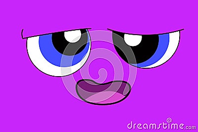 Comic face design on purple background Stock Photo