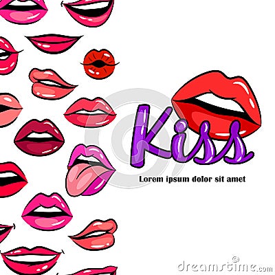 Comic female lips Vector Illustration