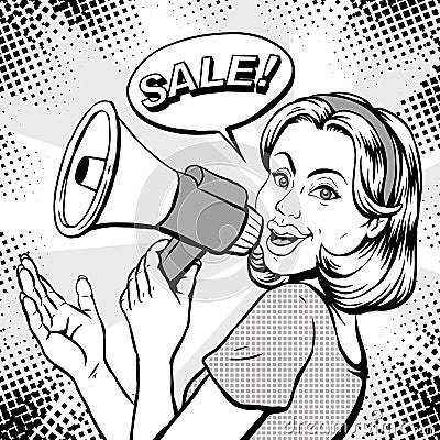 Comic female sale Vector Illustration