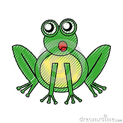 Comic frog character icon Vector Illustration