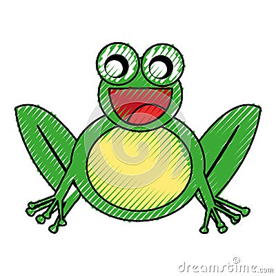 Comic frog character icon Vector Illustration