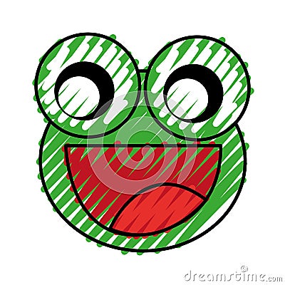 Comic frog character icon Vector Illustration