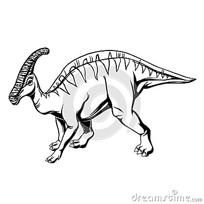 Comic hadrosaurus hand drawn style for print, tattoo, design and logo. Vector illustration. Vector Illustration