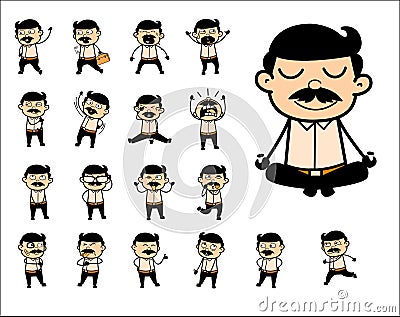 Comic Indian Man Poses - Collection of Concepts Vector illustrations Vector Illustration