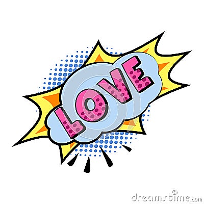 Comic lettering LOVE on white background - Vector Vector Illustration