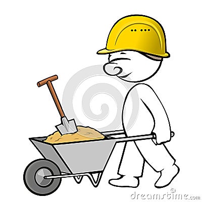 Comic man on building site Cartoon Illustration