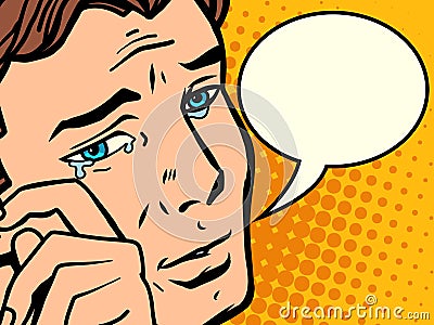 Comic man wipes tears Vector Illustration