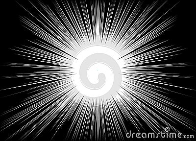 Comic and manga books speed lines background. explosion background. Black and white illustration Vector Illustration