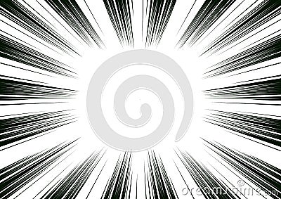Comic and manga books speed lines background. Superhero action, explosion background. Black and white Vector Illustration