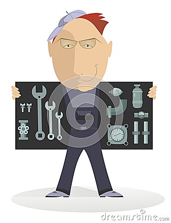 Comic mechanic illustration for design Vector Illustration