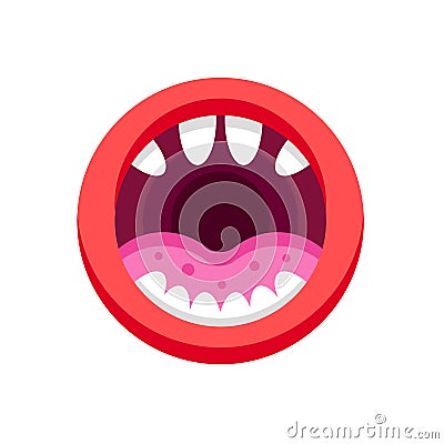 Monster mouth with teeth. Mouth with emotions, teeth, tongue, lips. Vector Illustration