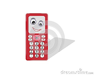 Comic phone with eye and smile Stock Photo