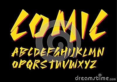 Comic retro font for comics, cartoon, superhero poster, logo of children goodies, toys, education book, modern tshirts Vector Illustration