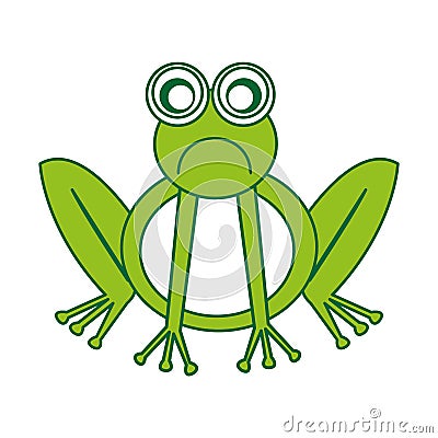 Comic sad frog character icon Vector Illustration