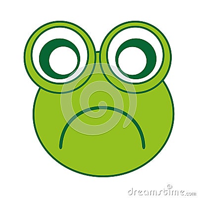 Comic sad frog character icon Vector Illustration